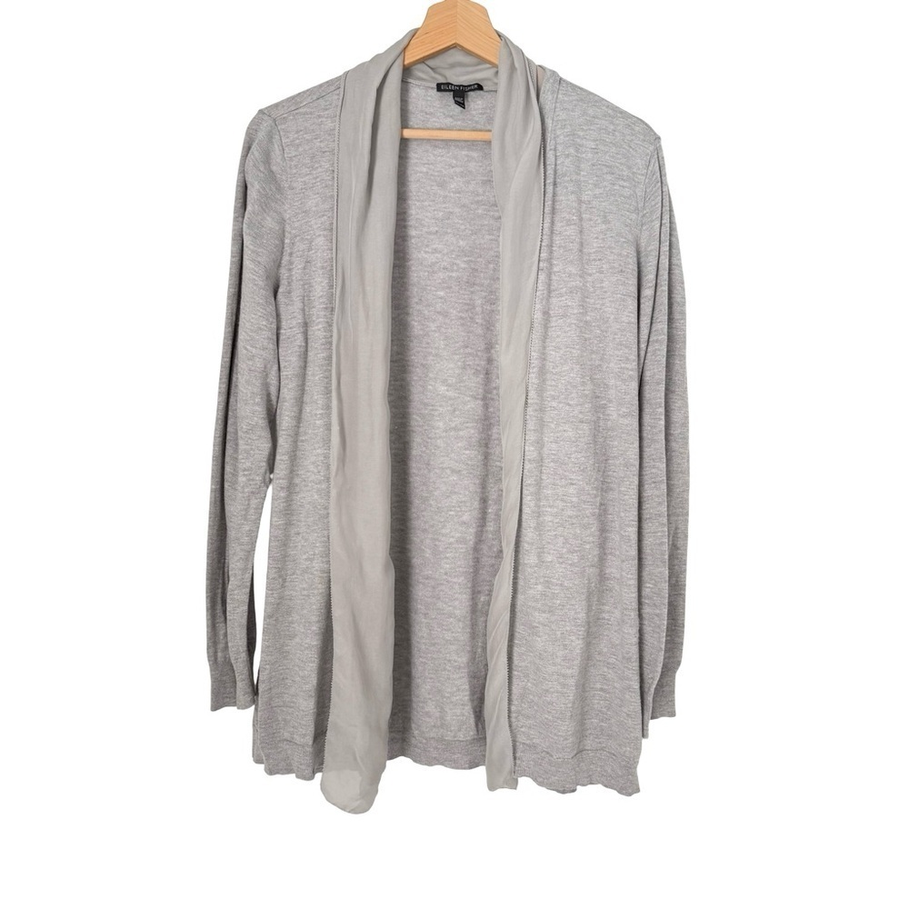 Eileen Fisher Silver Shaped Cardigan Sz XL